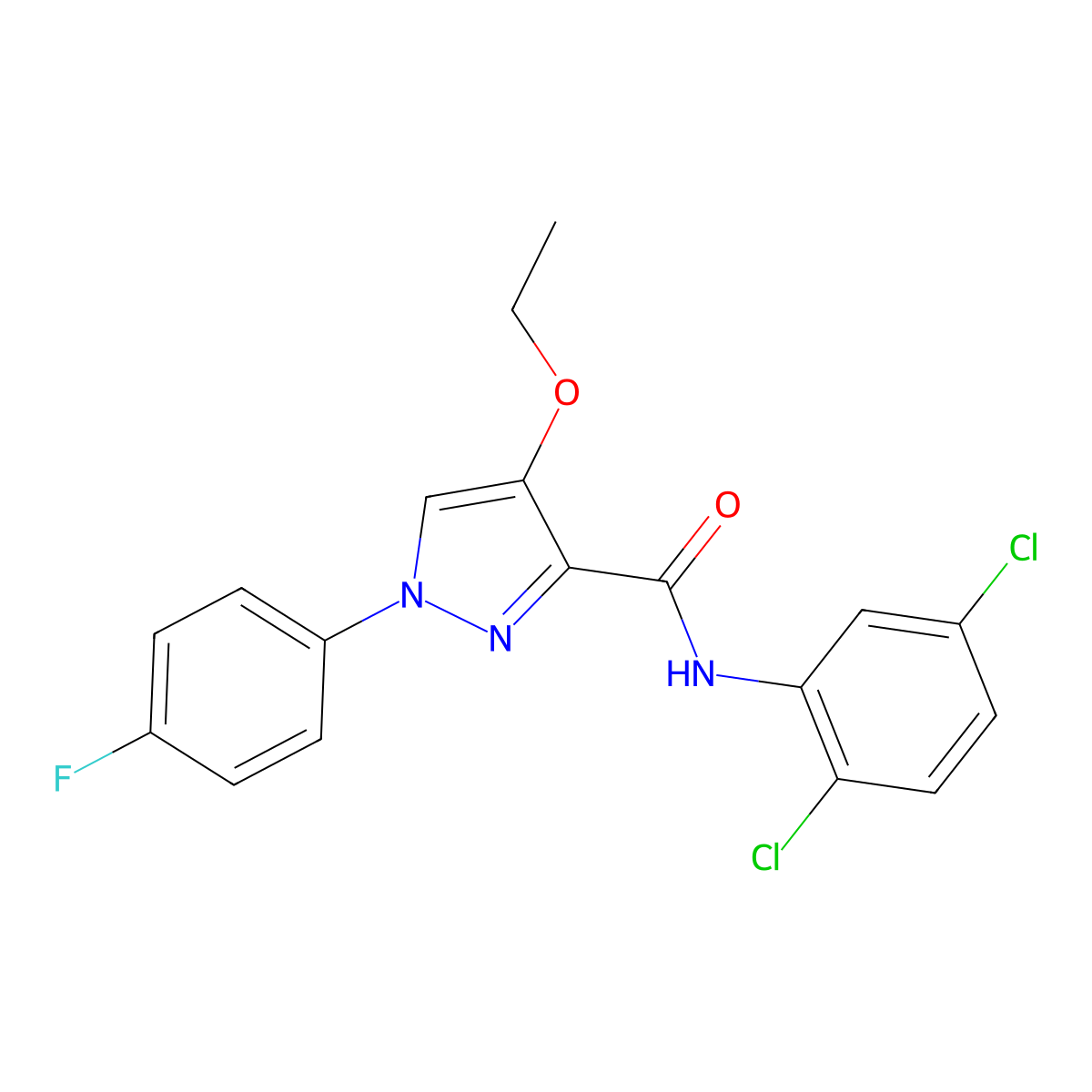 N-(2,5-dichlorophenyl)-4-ethoxy-1-(4-fluorophenyl)-1H-pyrazole-3-carboxamide molecular structure, CAS 1170251-28-1