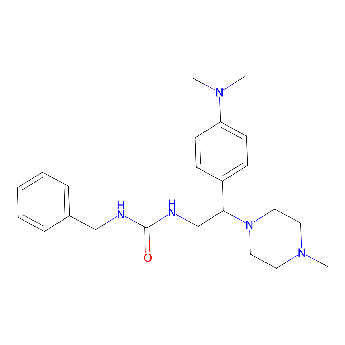 1-Benzyl-3-(2-(4-(dimethylamino)phenyl)-2-(4-methylpiperazin-1-yl)ethyl)urea molecular structure, CAS 1170253-19-6