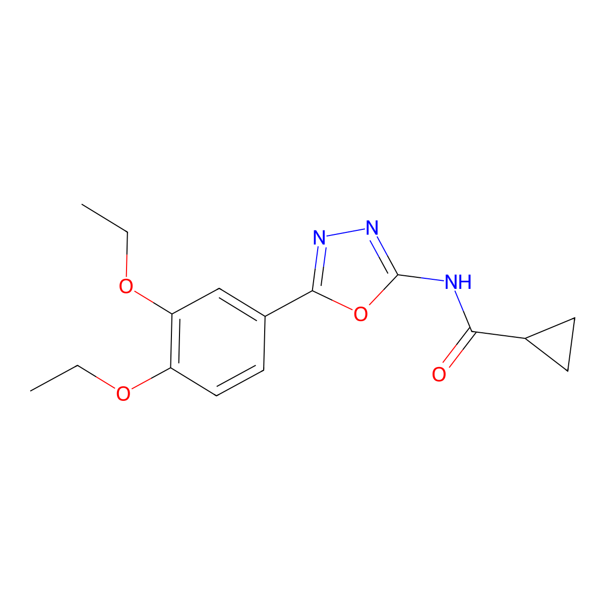 N-[5-(3,4-diethoxyphenyl)-1,3,4-oxadiazol-2-yl]cyclopropanecarboxamide molecular structure, CAS 1170253-66-3