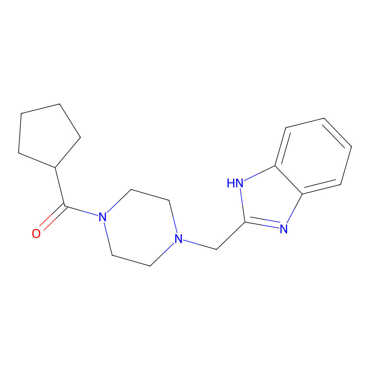(4-((1H-benzo[d]imidazol-2-yl)methyl)piperazin-1-yl)(cyclopentyl)methanone molecular structure, CAS 1170253-79-8