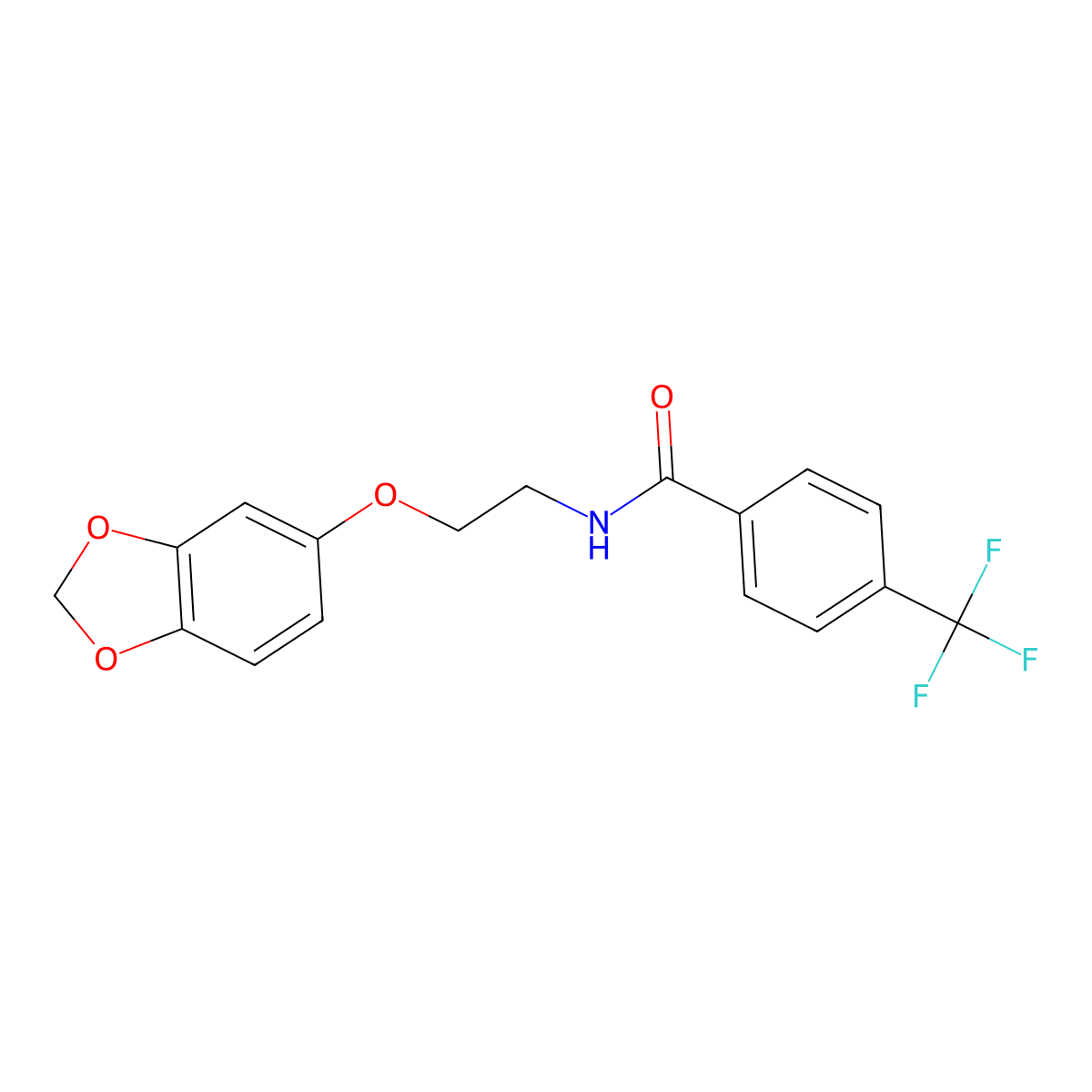 N-[2-(2H-1,3-benzodioxol-5-yloxy)ethyl]-4-(trifluoromethyl)benzamide molecular structure, CAS 1170253-82-3