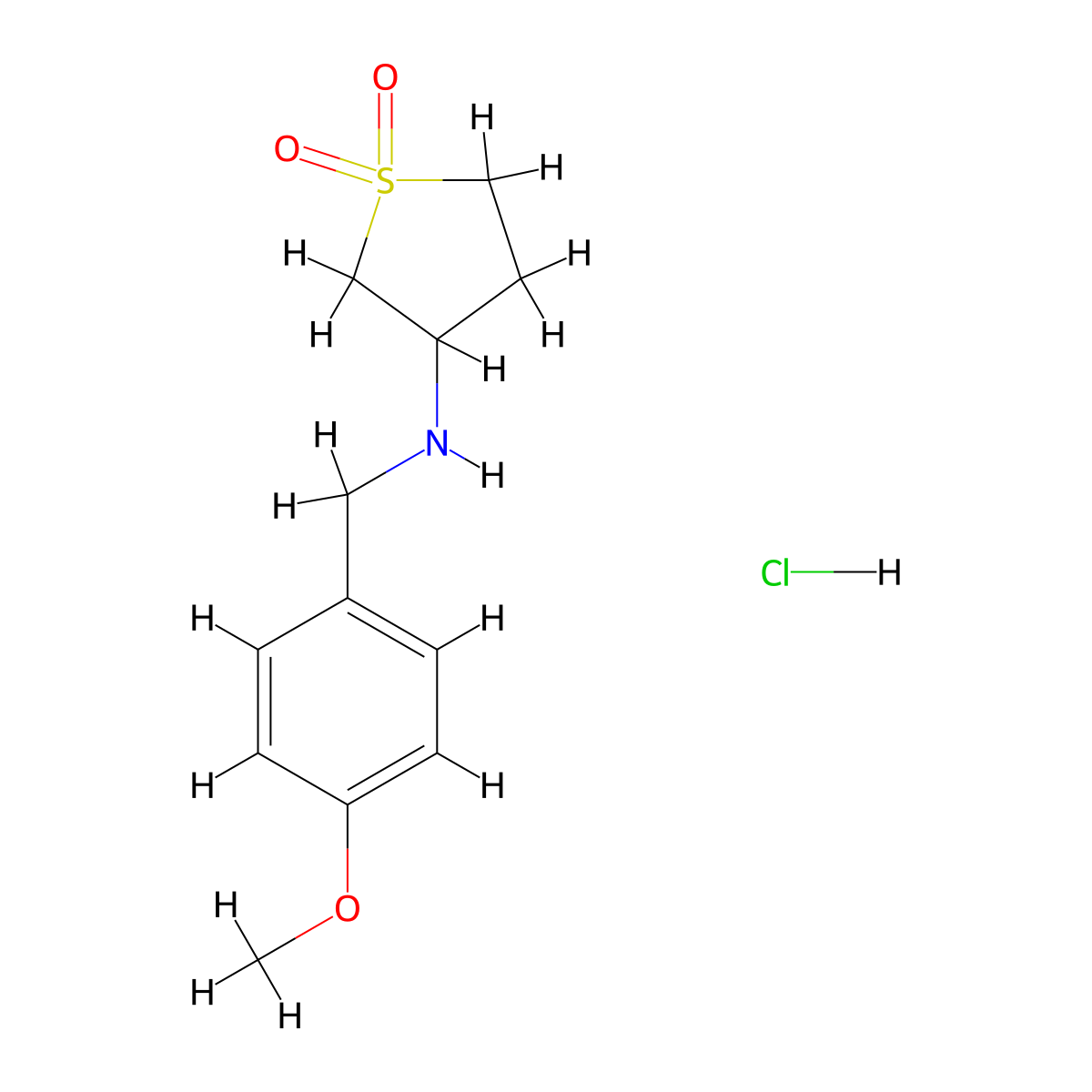 N-(1,1-dioxidotetrahydrothien-3-yl)-N-(4-methoxybenzyl)amine hydrochloride molecular structure, CAS 1170254-65-5