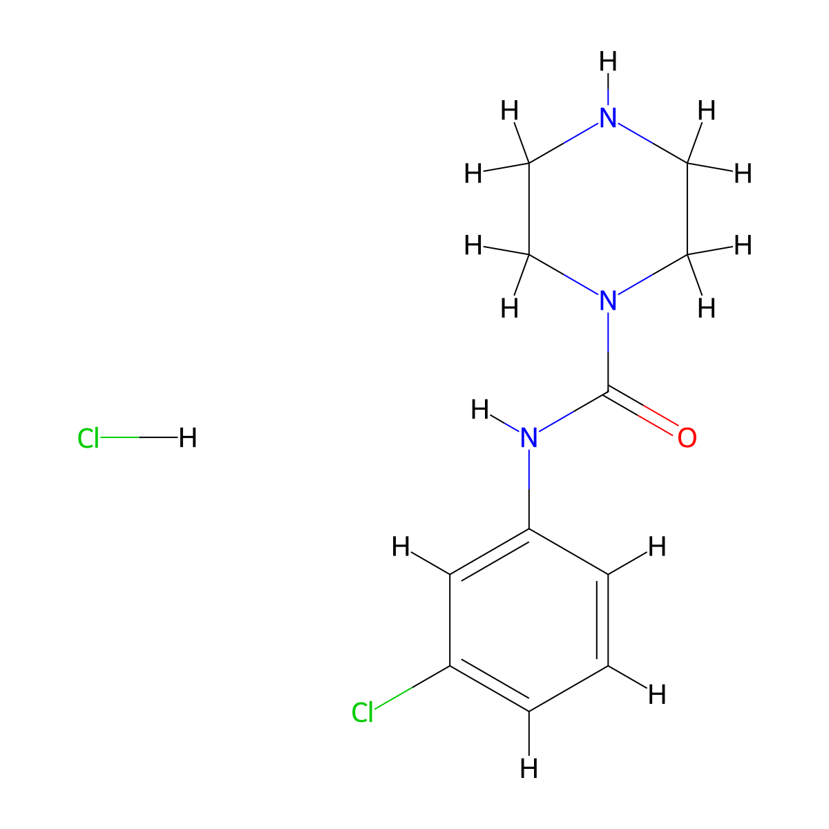N-(3-chlorophenyl)piperazine-1-carboxamide hydrochloride molecular structure, CAS 1170255-29-4