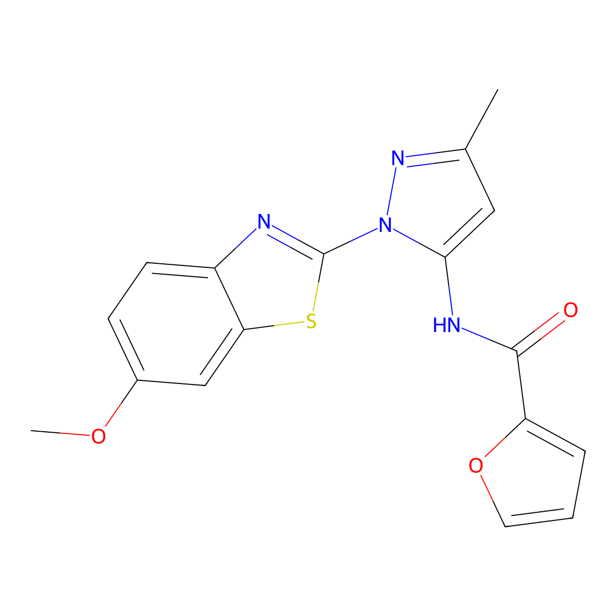 N-(1-(6-methoxybenzo[d]thiazol-2-yl)-3-methyl-1H-pyrazol-5-yl)furan-2-carboxamide molecular structure, CAS 1170258-01-1