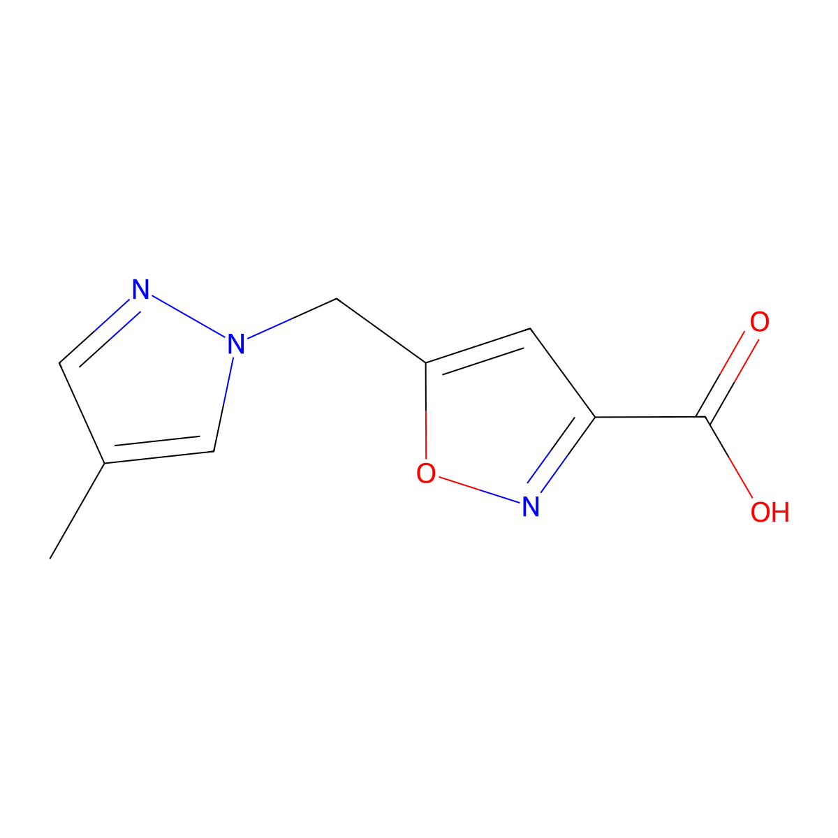5-[(4-methyl-1H-pyrazol-1-yl)methyl]isoxazole-3-carboxylic acid molecular structure, CAS 1170258-35-1