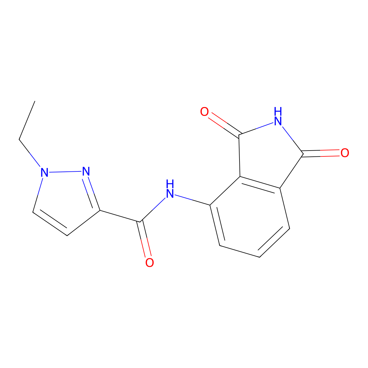 N-(1,3-dioxo-2,3-dihydro-1H-isoindol-4-yl)-1-ethyl-1H-pyrazole-3-carboxamide molecular structure, CAS 1170262-78-8