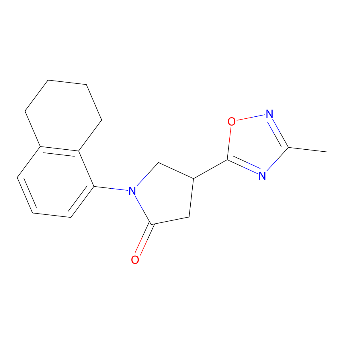 4-(3-Methyl-1,2,4-oxadiazol-5-yl)-1-(5,6,7,8-tetrahydronaphthalen-1-yl)pyrrolidin-2-one molecular structure, CAS 1170263-34-9