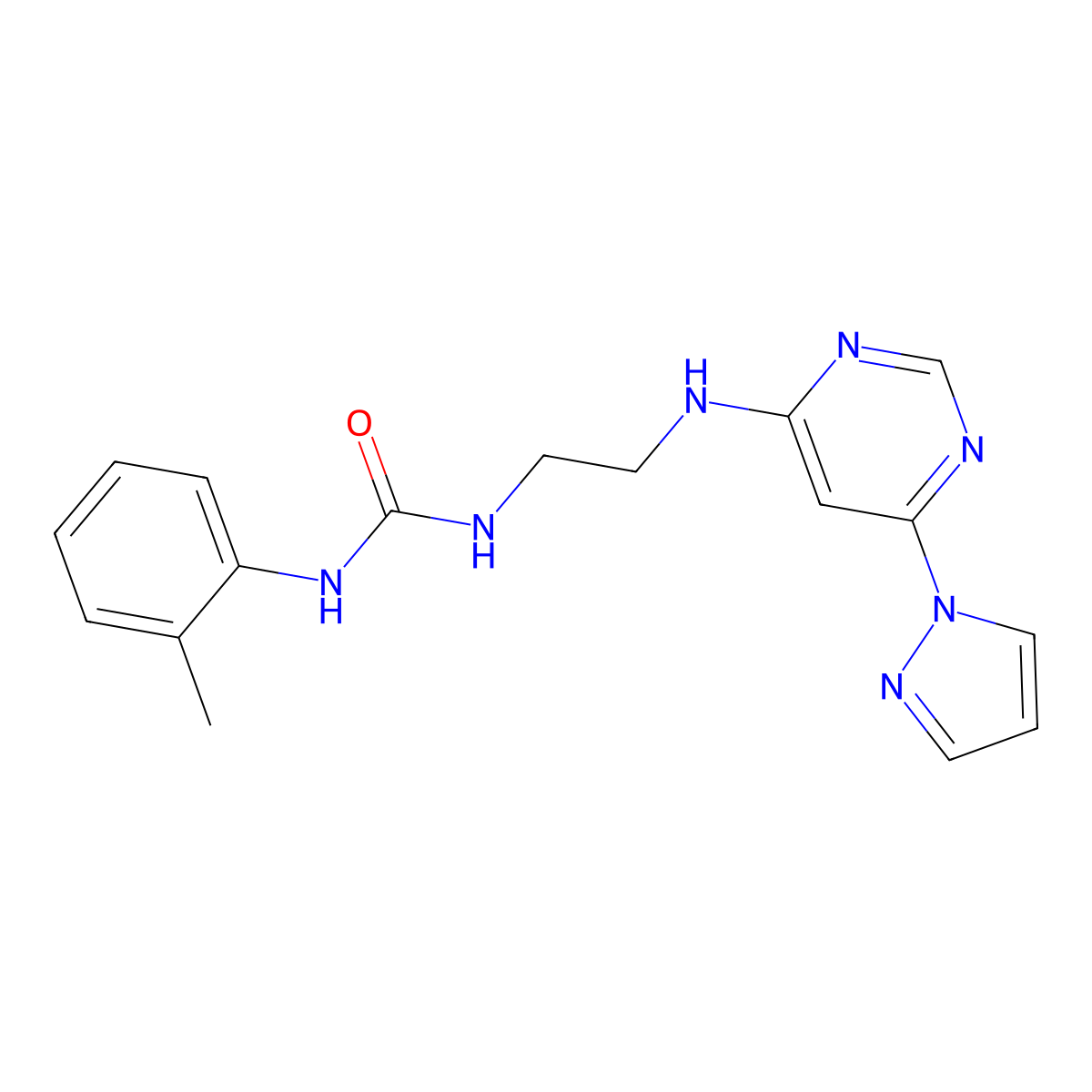 1-(2-((6-(1H-pyrazol-1-yl)pyrimidin-4-yl)amino)ethyl)-3-(o-tolyl)urea molecular structure, CAS 1170267-81-8