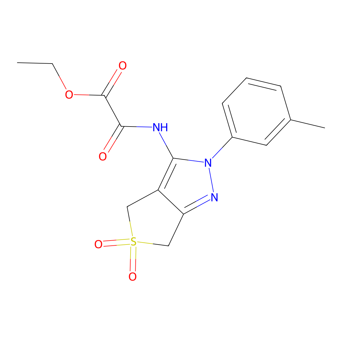 ethyl 2-((5,5-dioxido-2-(m-tolyl)-4,6-dihydro-2H-thieno[3,4-c]pyrazol-3-yl)amino)-2-oxoacetate molecular structure, CAS 1170268-41-3