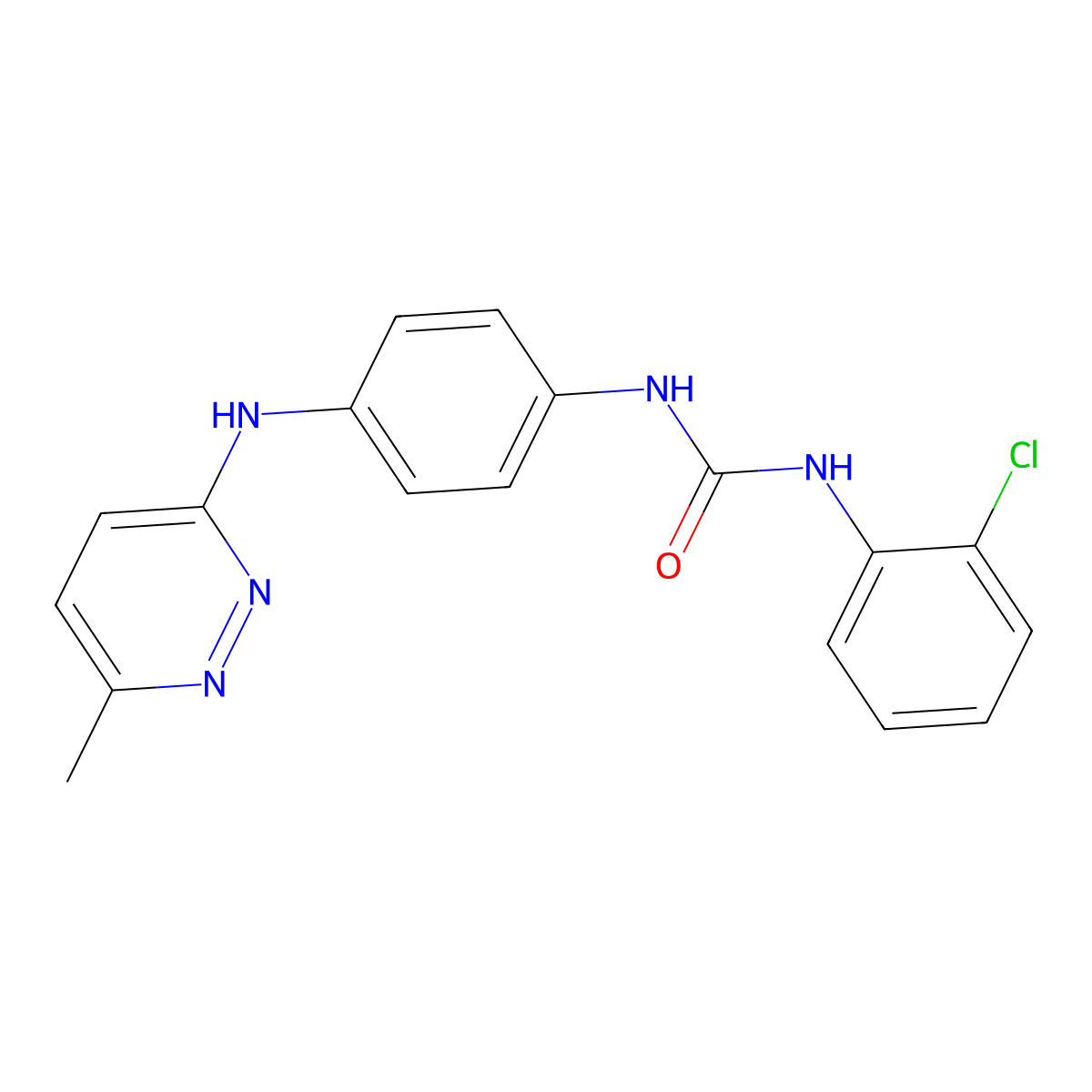 1-(2-Chlorophenyl)-3-(4-((6-methylpyridazin-3-yl)amino)phenyl)urea molecular structure, CAS 1170269-07-4