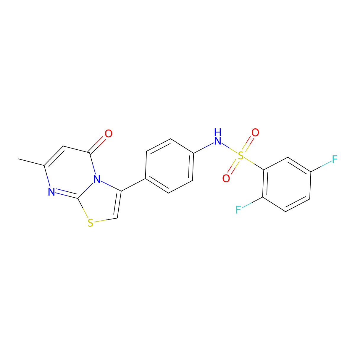 2,5-difluoro-N-(4-(7-methyl-5-oxo-5H-thiazolo[3,2-a]pyrimidin-3-yl)phenyl)benzenesulfonamide molecular structure, CAS 1170271-40-5