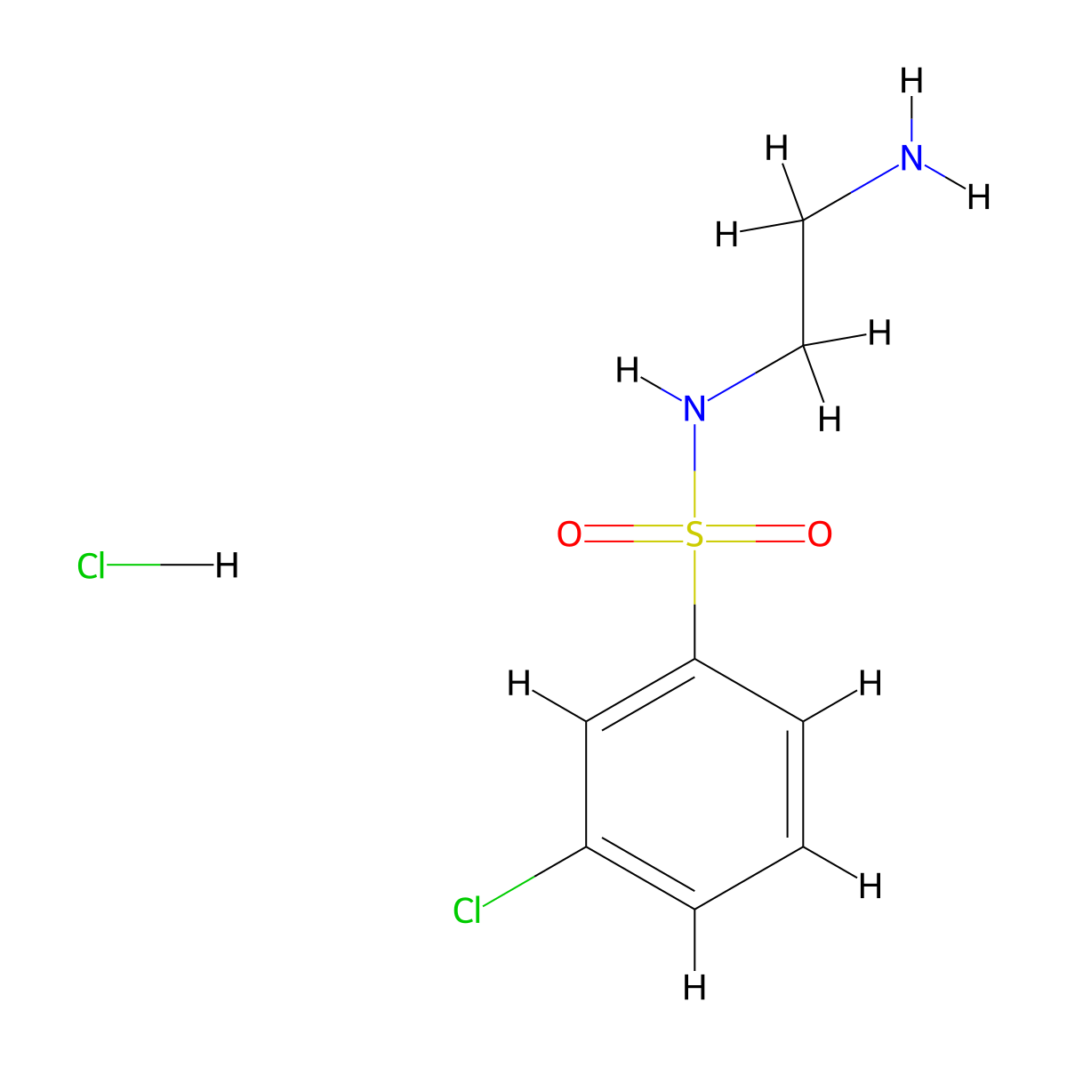 N-(2-aminoethyl)-3-chlorobenzene-1-sulfonamide hydrochloride molecular structure, CAS 1170276-35-3