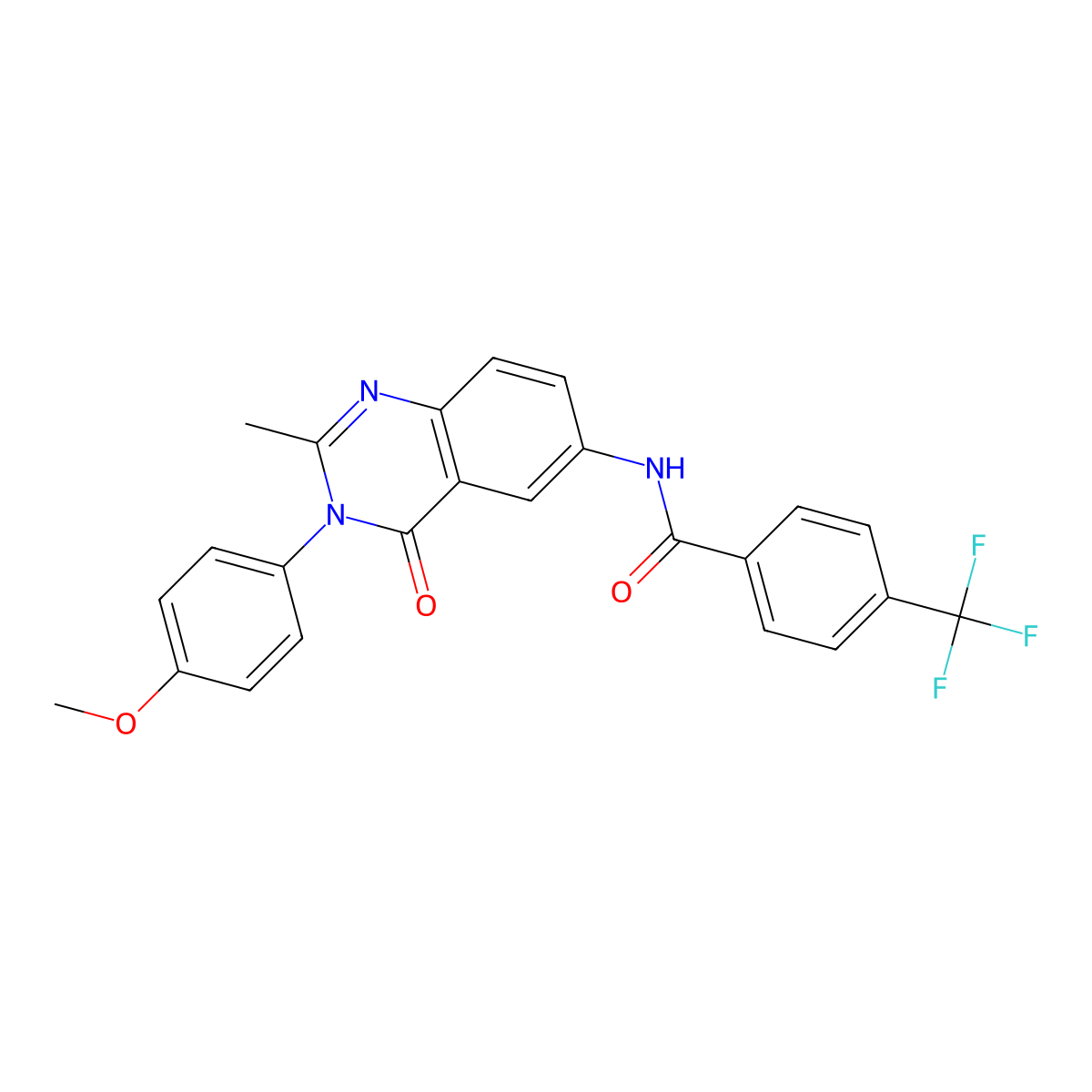 N-[3-(4-methoxyphenyl)-2-methyl-4-oxo-3,4-dihydroquinazolin-6-yl]-4-(trifluoromethyl)benzamide molecular structure, CAS 1170276-40-0