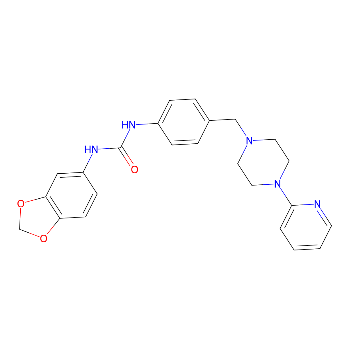 1-(Benzo[d][1,3]dioxol-5-yl)-3-(4-((4-(pyridin-2-yl)piperazin-1-yl)methyl)phenyl)urea molecular structure, CAS 1170280-77-9