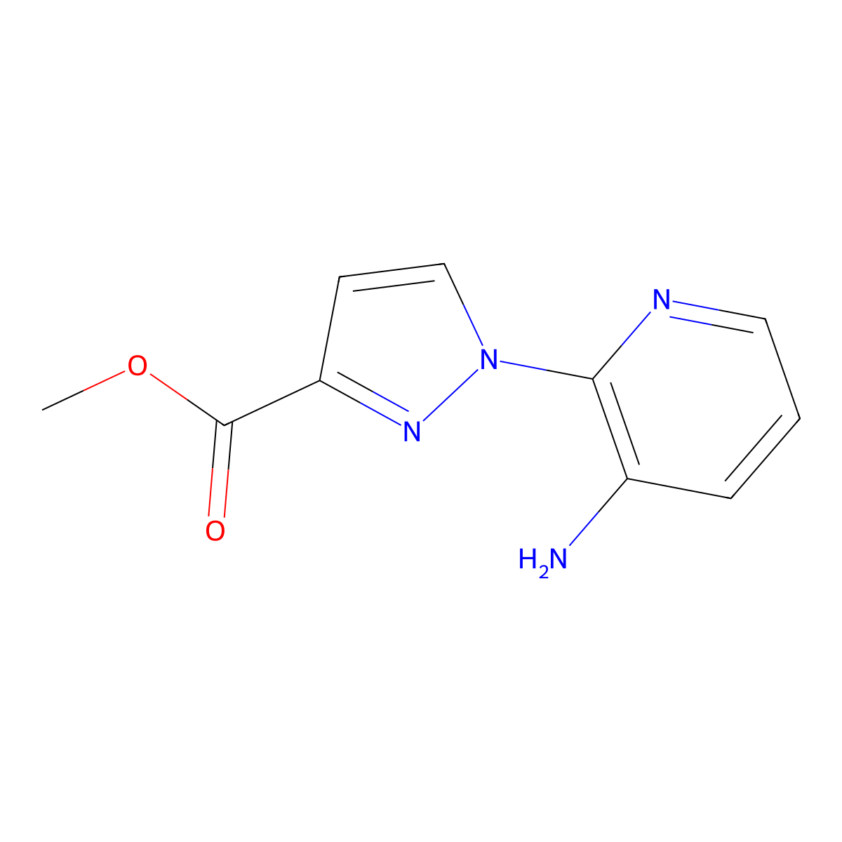 methyl 1-(3-aminopyridin-2-yl)-1H-pyrazole-3-carboxylate molecular structure, CAS 1170280-82-6