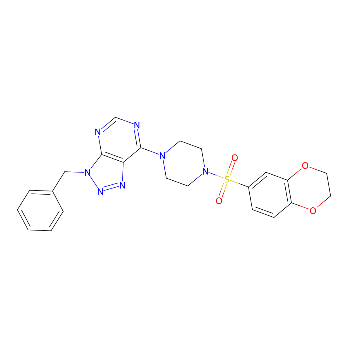 1-{3-benzyl-3H-[1,2,3]triazolo[4,5-d]pyrimidin-7-yl}-4-(2,3-dihydro-1,4-benzodioxine-6-sulfonyl)piperazine molecular structure, CAS 1170284-32-8