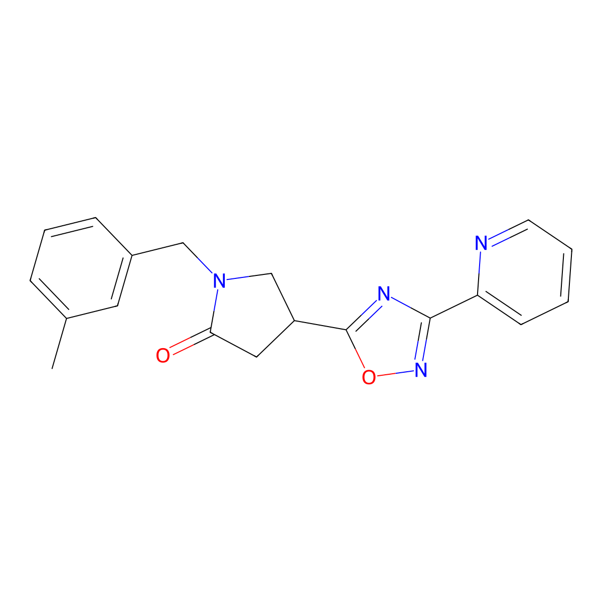 1-[(3-Methylphenyl)methyl]-4-[3-(pyridin-2-yl)-1,2,4-oxadiazol-5-yl]pyrrolidin-2-one molecular structure, CAS 1170284-69-1