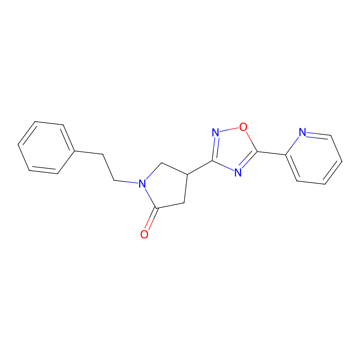 1-Phenethyl-4-(5-(pyridin-2-yl)-1,2,4-oxadiazol-3-yl)pyrrolidin-2-one molecular structure, CAS 1170285-12-7