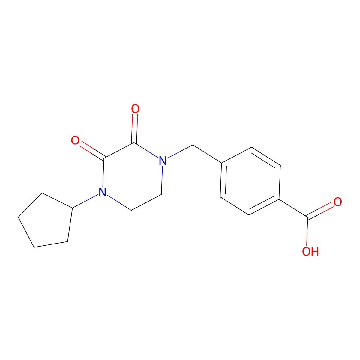 4-[(4-Cyclopentyl-2,3-dioxopiperazin-1-yl)methyl]benzoic acid molecular structure, CAS 1170285-76-3