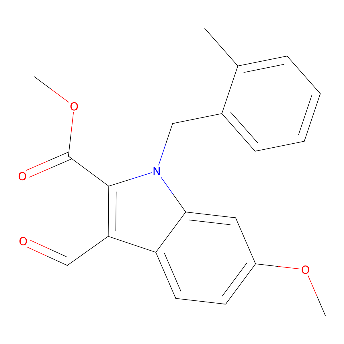 Methyl 3-formyl-6-methoxy-1-(2-methylbenzyl)-1H-indole-2-carboxylate molecular structure, CAS 1170287-62-3
