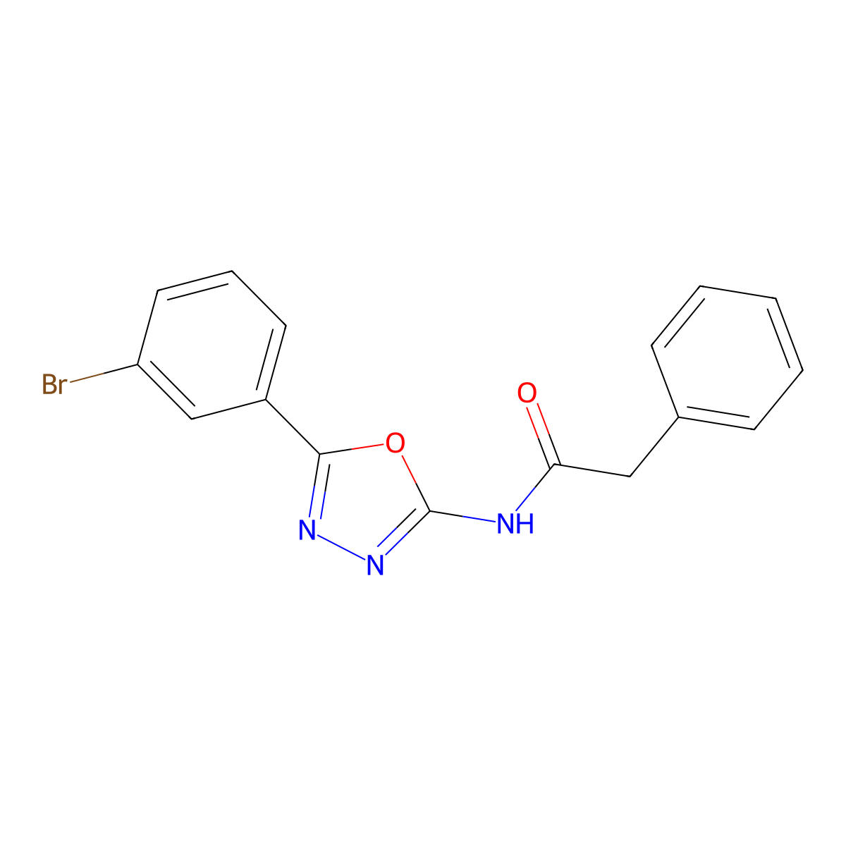 N-[5-(3-bromophenyl)-1,3,4-oxadiazol-2-yl]-2-phenylacetamide molecular structure, CAS 1170287-97-4