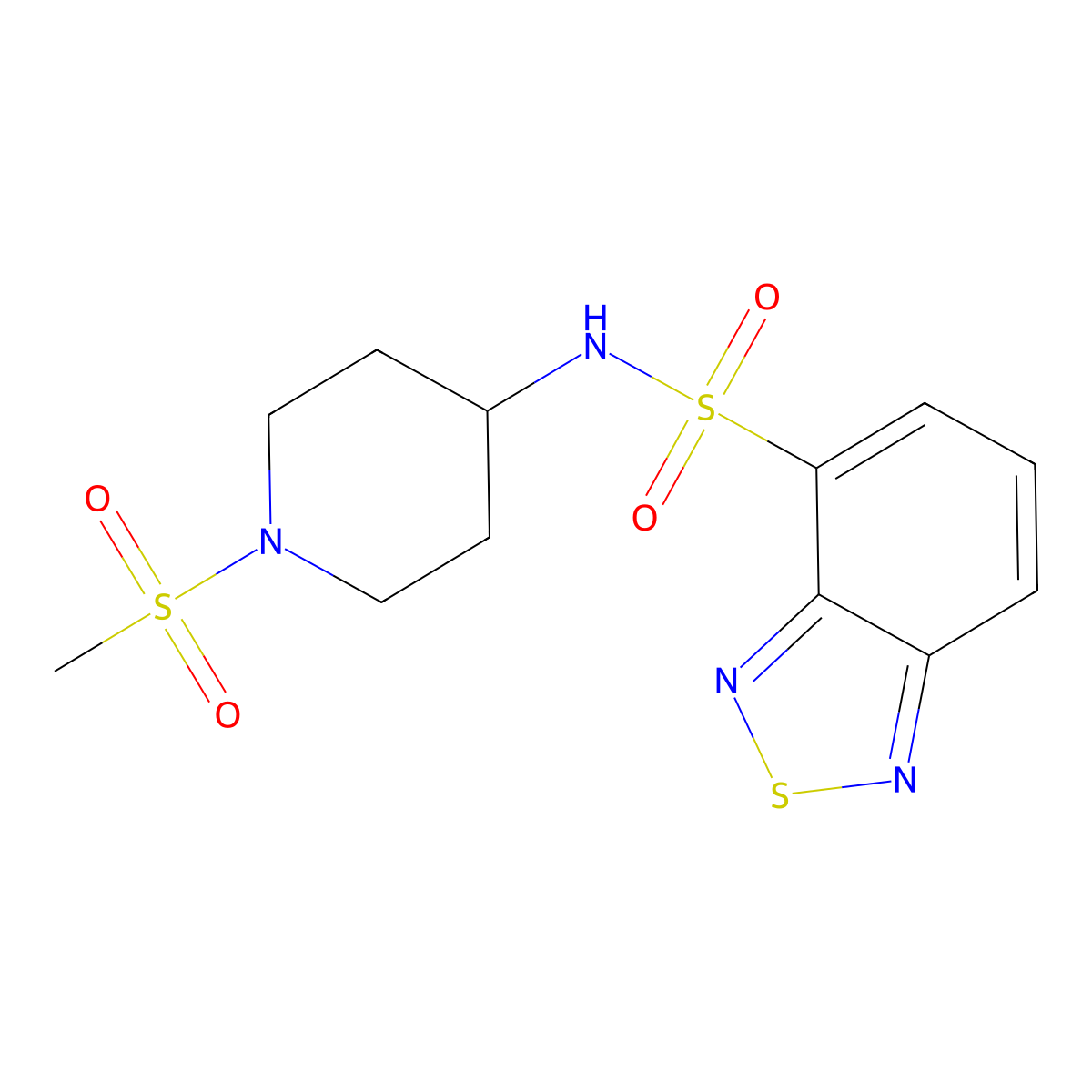 N-[1-(methylsulfonyl)piperidin-4-yl]-2,1,3-benzothiadiazole-4-sulfonamide molecular structure, CAS 1170290-58-0