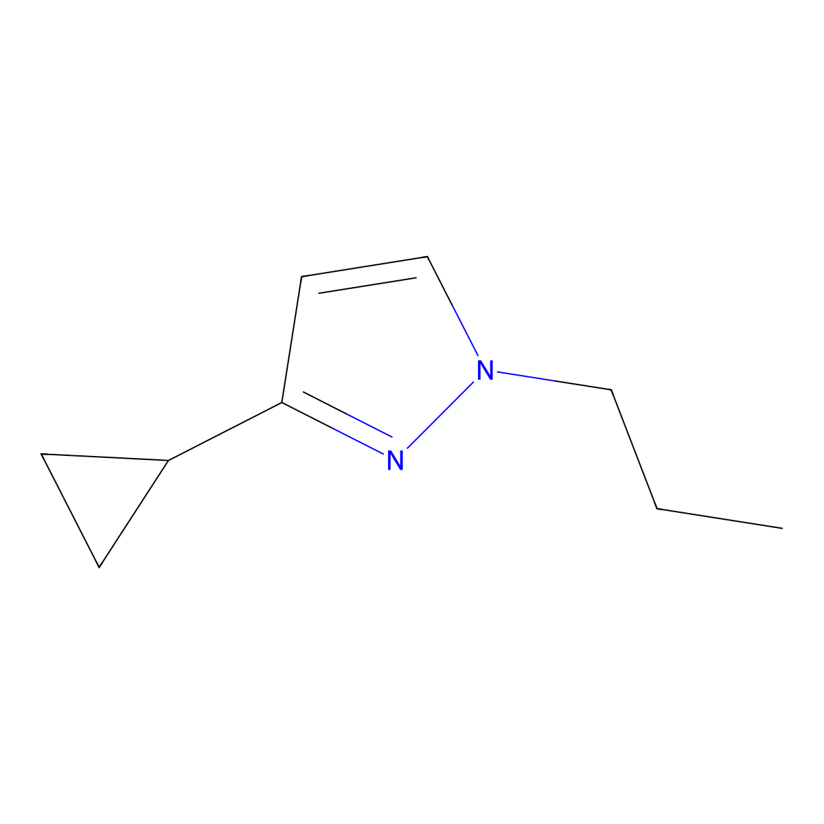 3-cyclopropyl-1-propyl-1H-pyrazole molecular structure, CAS 1170291-25-4