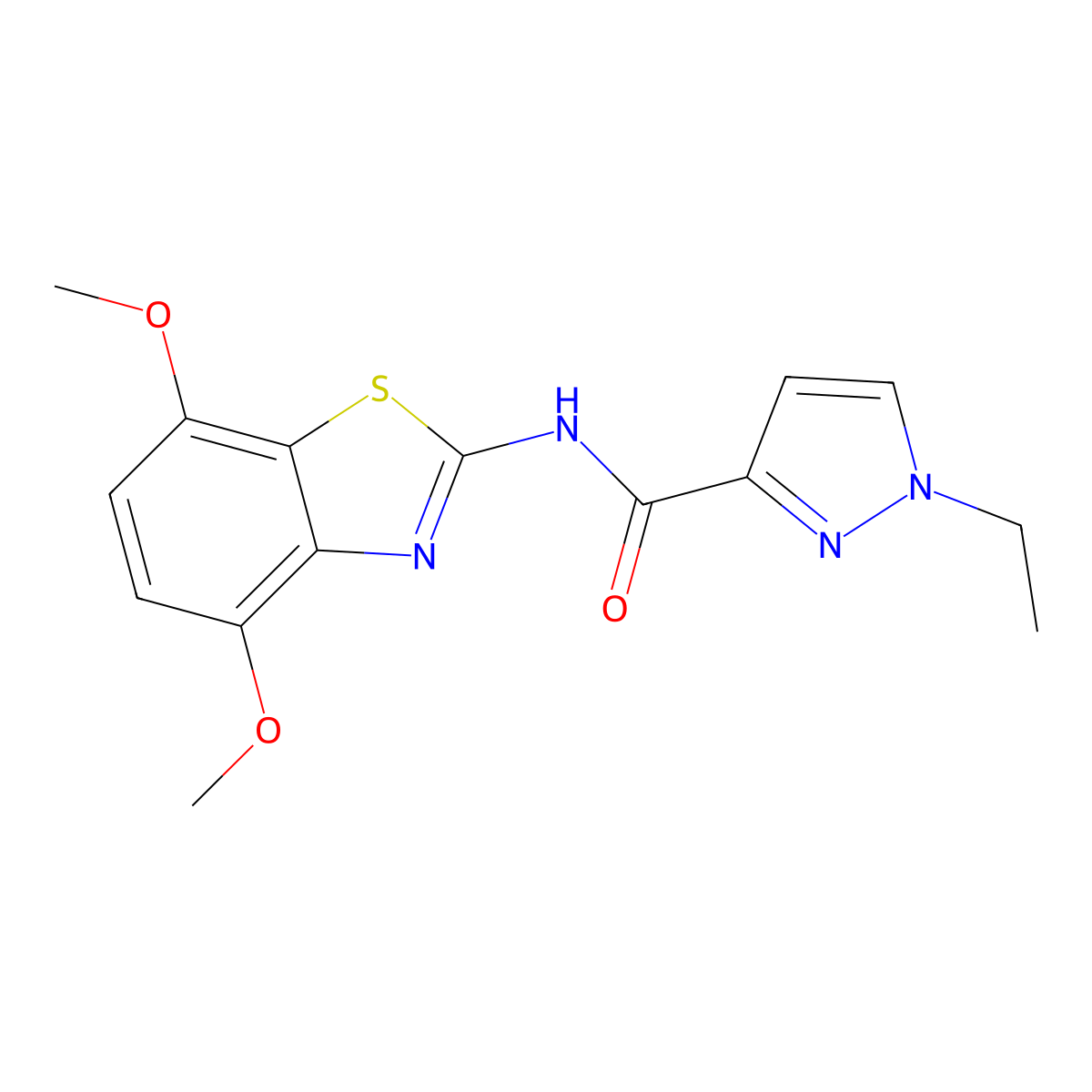 N-(4,7-dimethoxybenzo[d]thiazol-2-yl)-1-ethyl-1H-pyrazole-3-carboxamide molecular structure, CAS 1170291-44-7