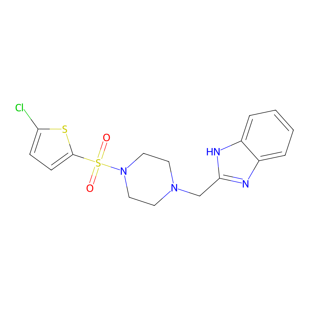 2-((4-((5-Chlorothiophen-2-yl)sulfonyl)piperazin-1-yl)methyl)-1H-benzo[d]imidazole molecular structure, CAS 1170291-97-0