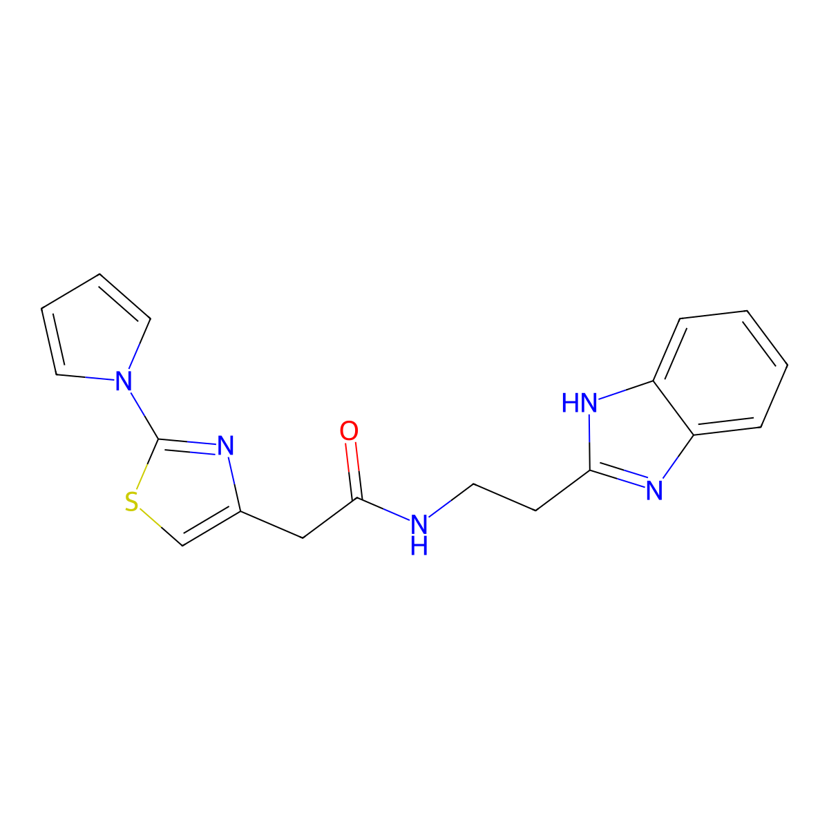 N-[2-(1H-1,3-benzimidazol-2-yl)ethyl]-2-[2-(1H-pyrrol-1-yl)-1,3-thiazol-4-yl]acetamide molecular structure, CAS 1170293-77-2