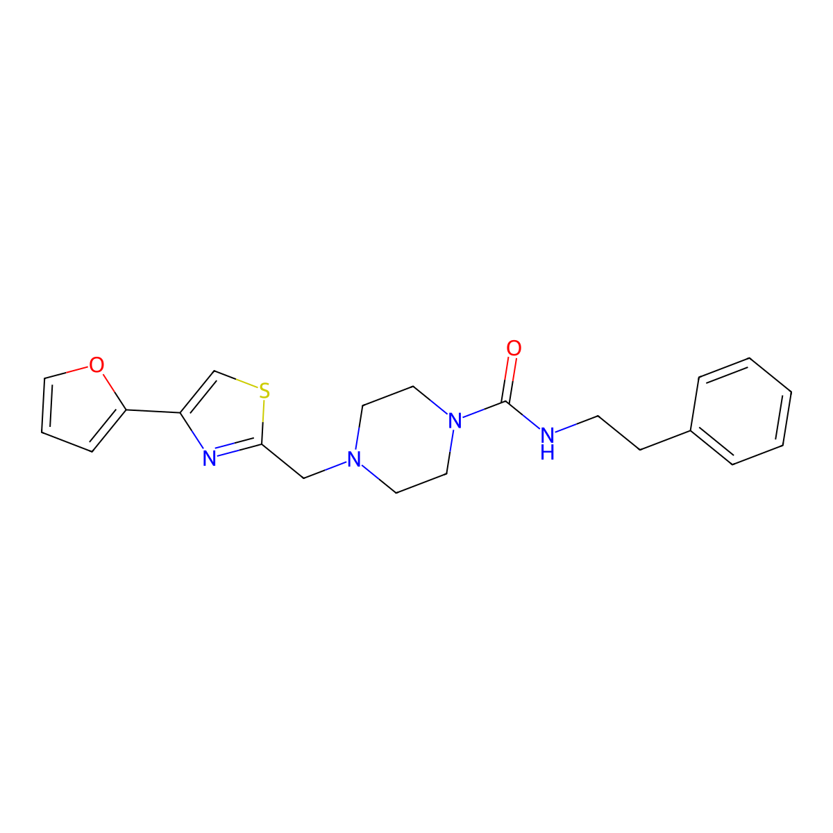4-((4-(furan-2-yl)thiazol-2-yl)methyl)-N-phenethylpiperazine-1-carboxamide molecular structure, CAS 1170293-87-4