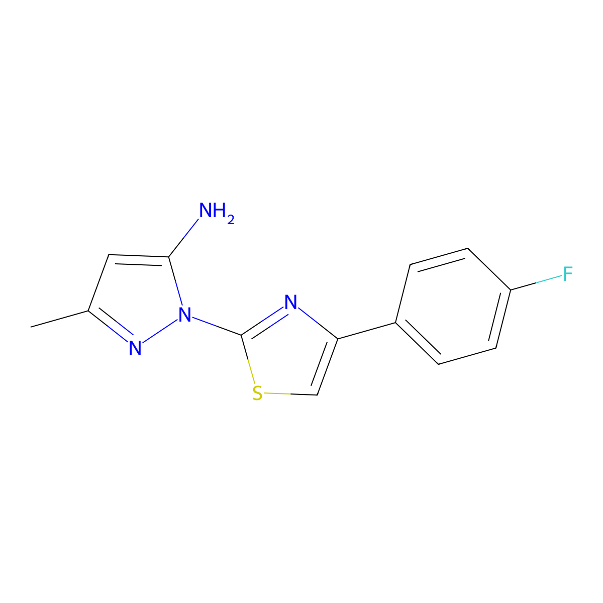 1-[4-(4-fluorophenyl)-1,3-thiazol-2-yl]-3-methyl-1H-pyrazol-5-amine molecular structure, CAS 1170293-94-3