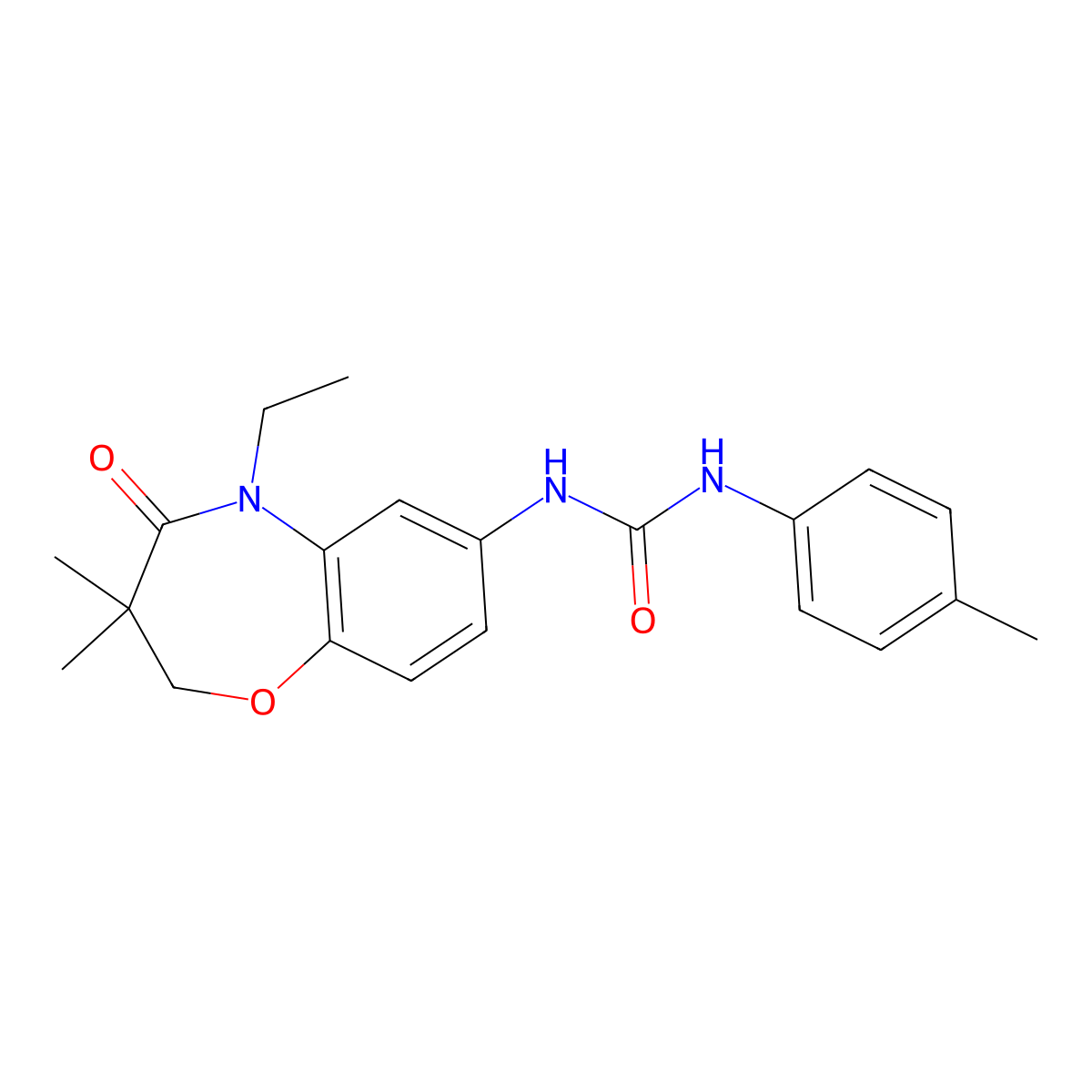 1-(5-Ethyl-3,3-dimethyl-4-oxo-2,3,4,5-tetrahydrobenzo[b][1,4]oxazepin-7-yl)-3-(p-tolyl)urea molecular structure, CAS 1170294-39-9