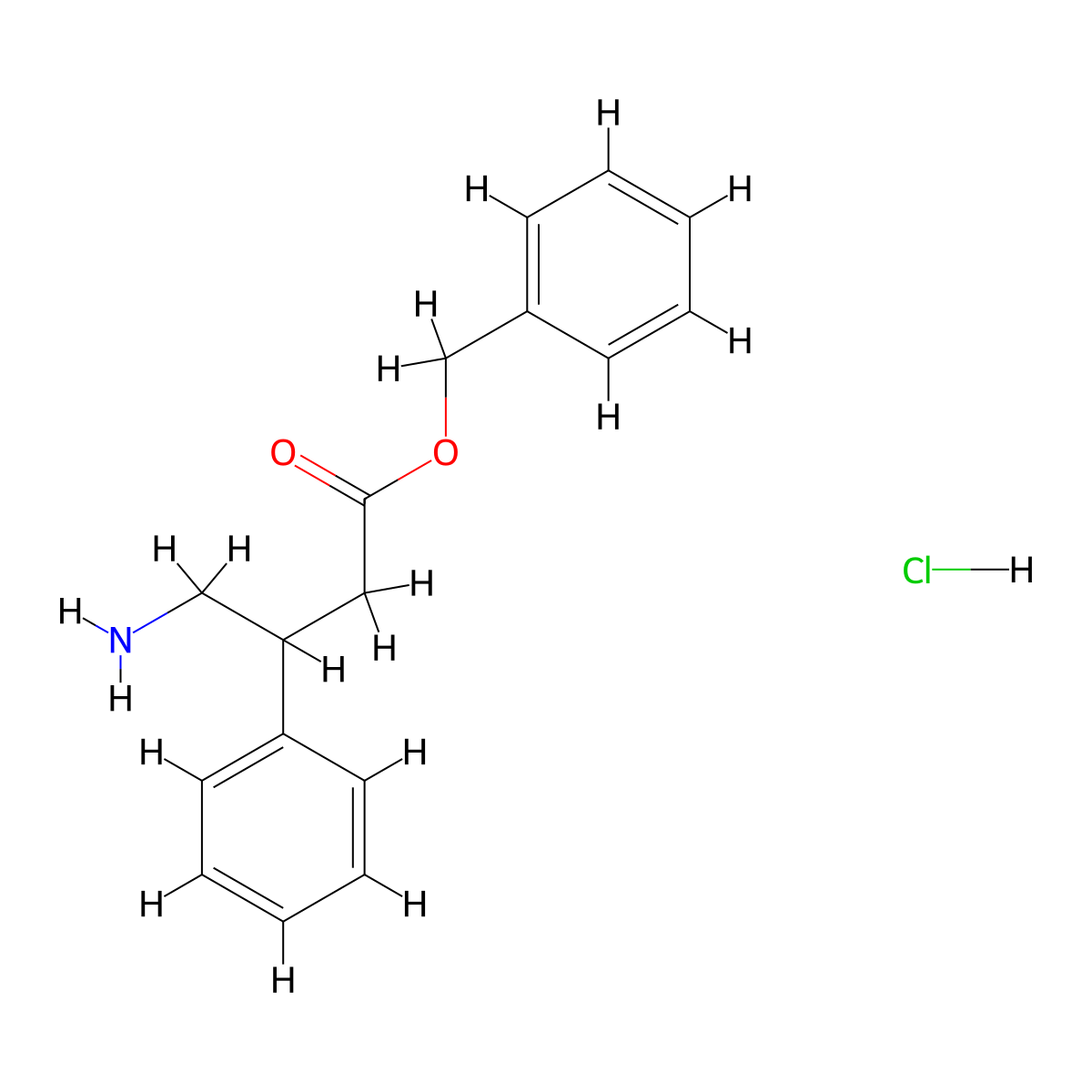 Phenylmethyl 4-amino-3-phenylbutanoate, chloride molecular structure, CAS 1170294-81-1