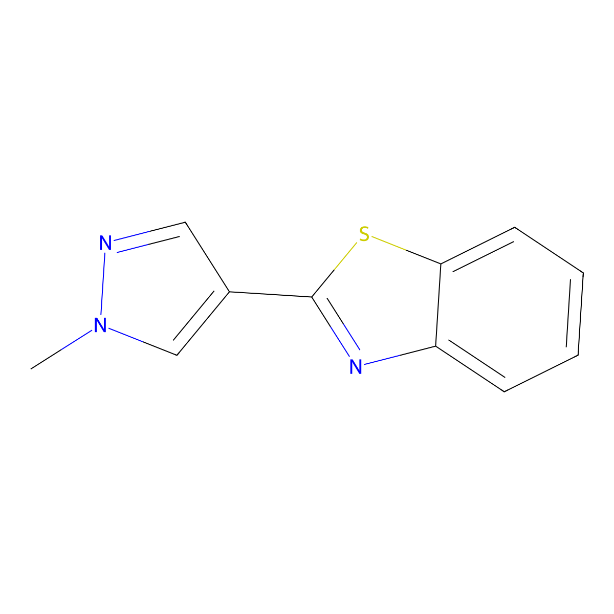 2-(1-methyl-1H-pyrazol-4-yl)-1,3-benzothiazole molecular structure, CAS 1170301-38-8
