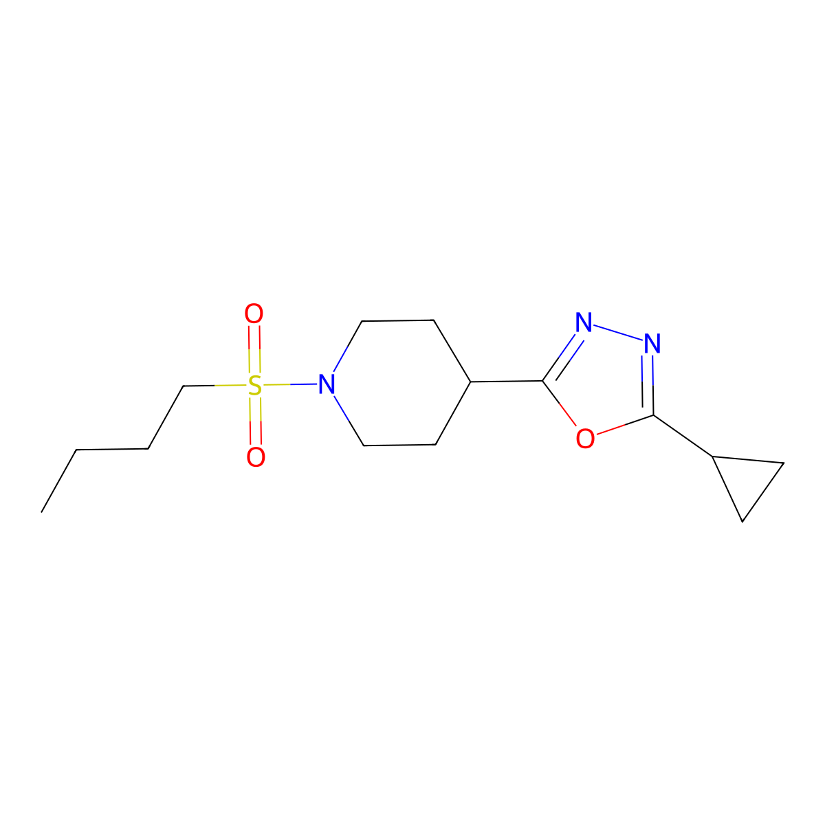 2-(1-(Butylsulfonyl)piperidin-4-yl)-5-cyclopropyl-1,3,4-oxadiazole molecular structure, CAS 1170302-10-9