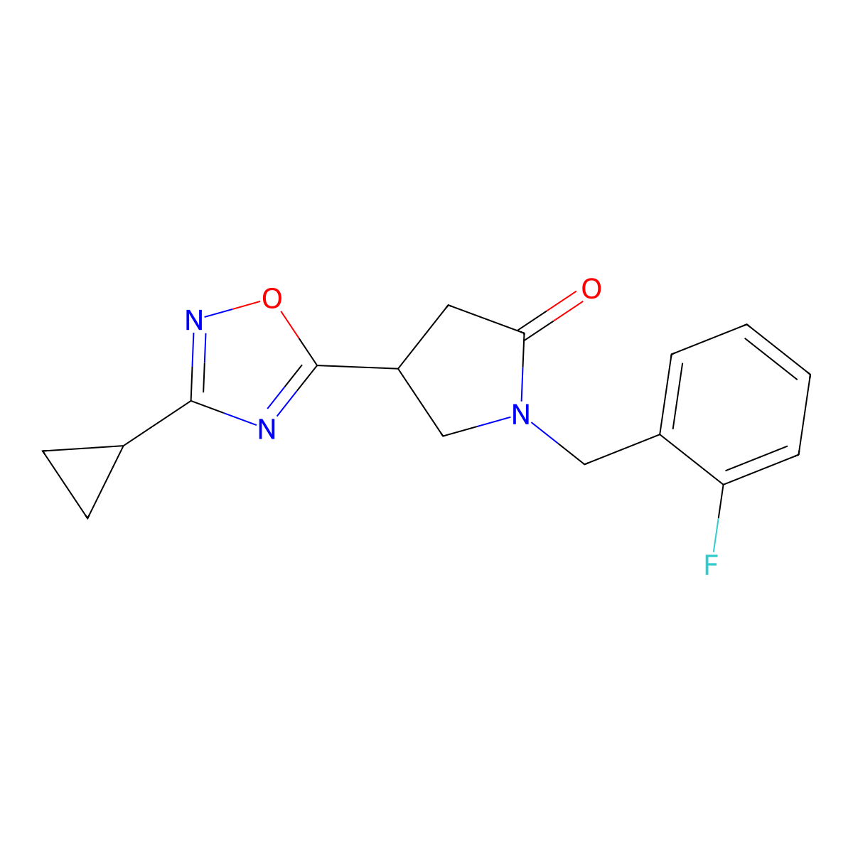4-(3-Cyclopropyl-1,2,4-oxadiazol-5-yl)-1-(2-fluorobenzyl)pyrrolidin-2-one molecular structure, CAS 1170302-30-3