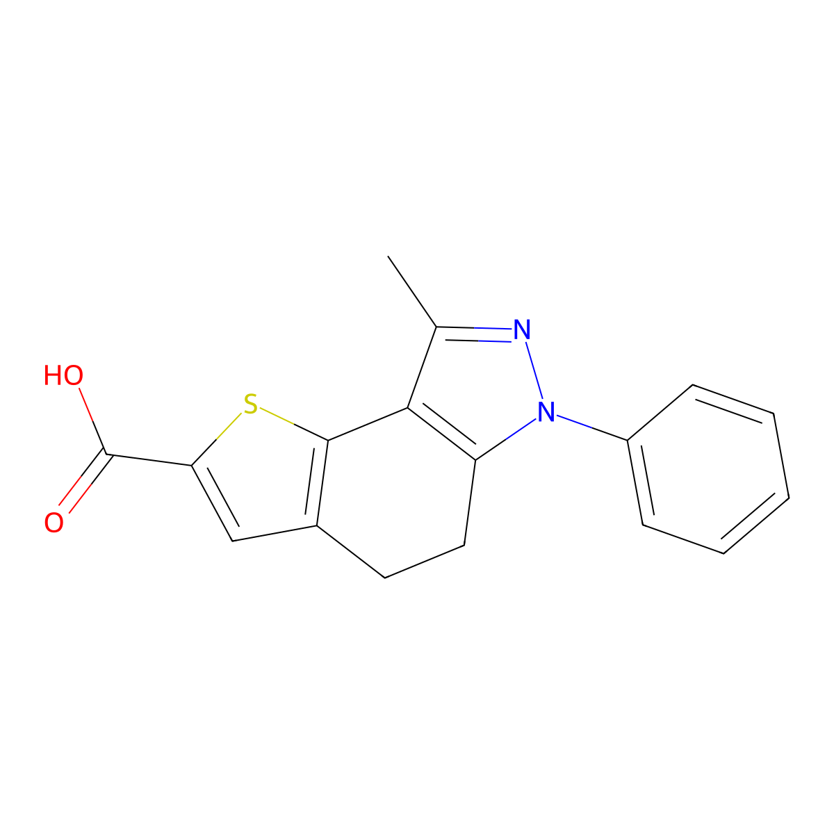 8-Methyl-6-phenyl-5,6-dihydro-4H-thieno[2,3-e]indazole-2-carboxylic acid molecular structure, CAS 1170302-46-1