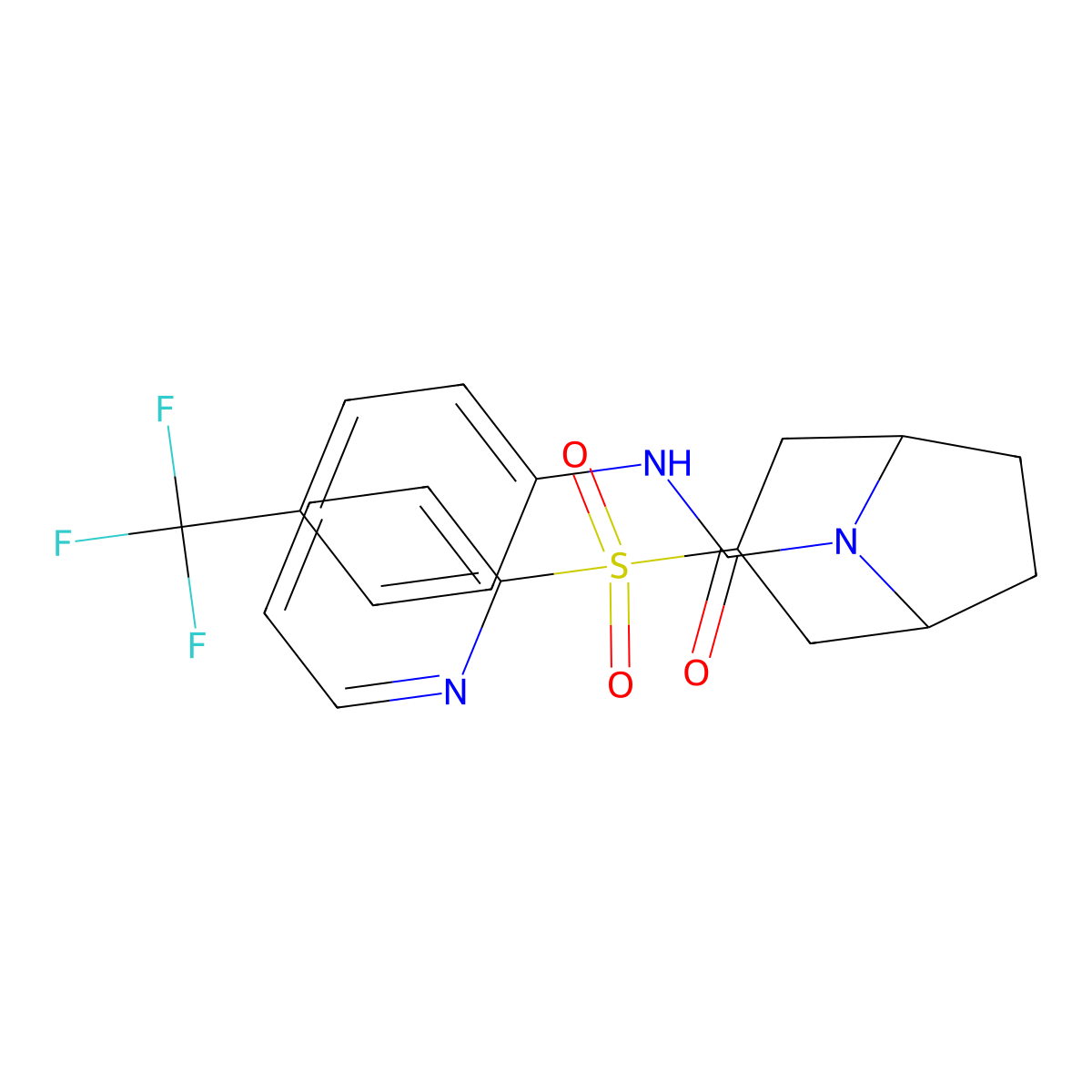 3-(Pyridin-2-ylsulfonyl)-N-(4-(trifluoromethyl)phenyl)-8-azabicyclo[3.2.1]octane-8-carboxamide molecular structure, CAS 1170321-92-2