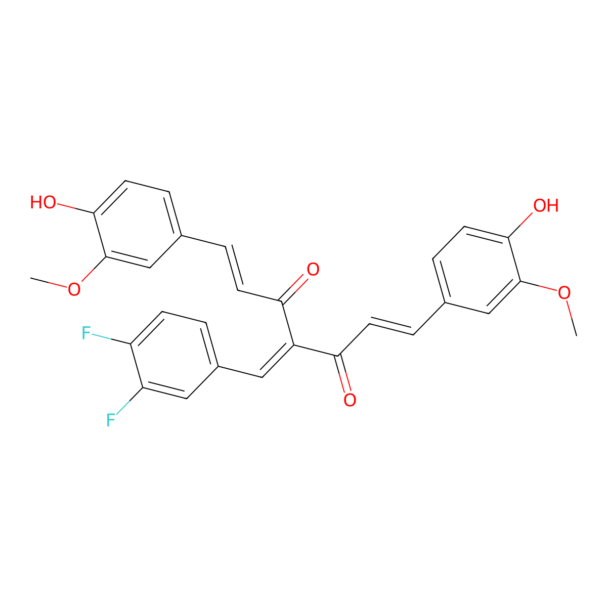 Difluorinated Curcumin molecular structure, CAS 1170354-22-9