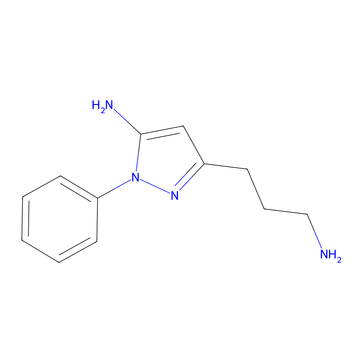 5-(3-Aminopropyl)-2-phenylpyrazol-3-amine molecular structure, CAS 1170356-75-8