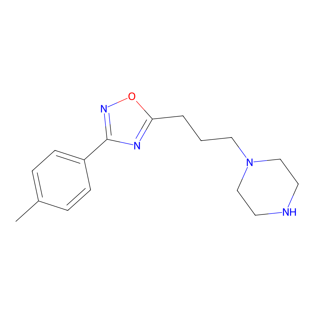 1-{3-[3-(4-Methylphenyl)-1,2,4-oxadiazol-5-YL]propyl}piperazine molecular structure, CAS 1170356-88-3