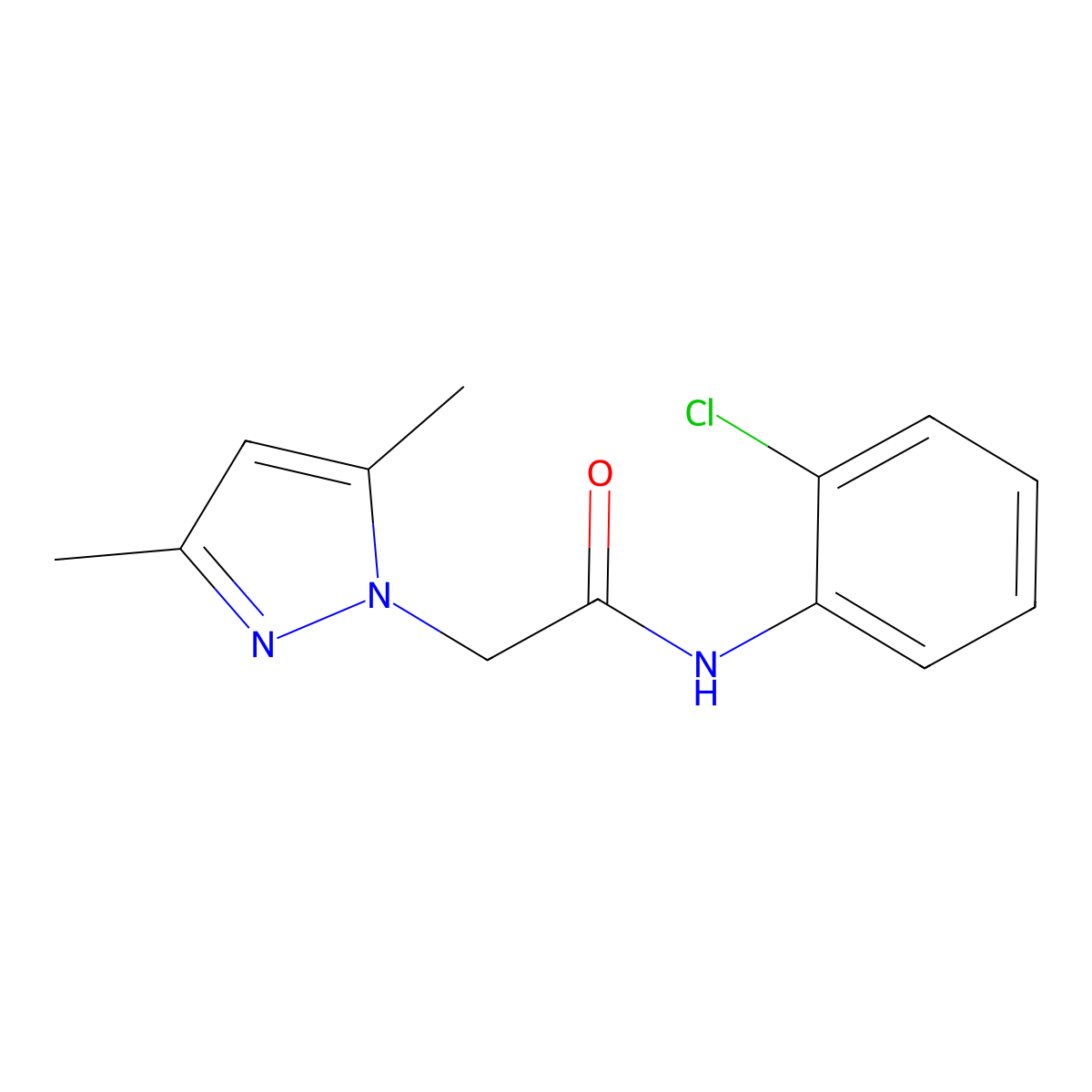 N-(2-chlorophenyl)-2-(3,5-dimethyl-1H-pyrazol-1-yl)acetamide molecular structure, CAS 1170362-13-6