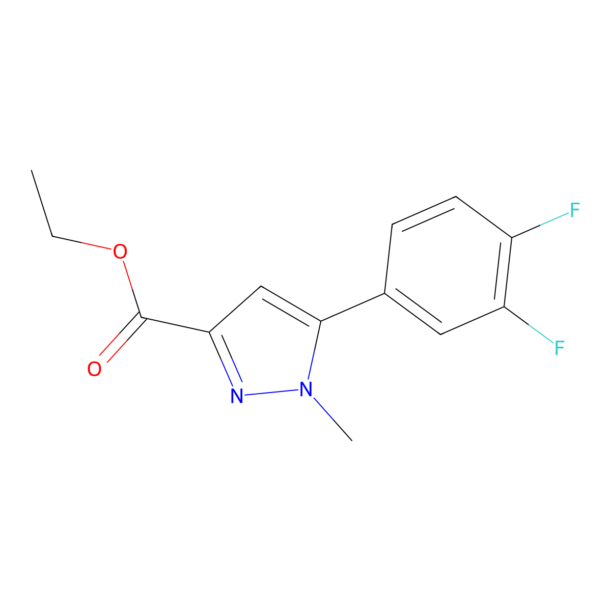ethyl 5-(3,4-difluorophenyl)-1-methyl-1H-pyrazole-3-carboxylate molecular structure, CAS 1170363-38-8