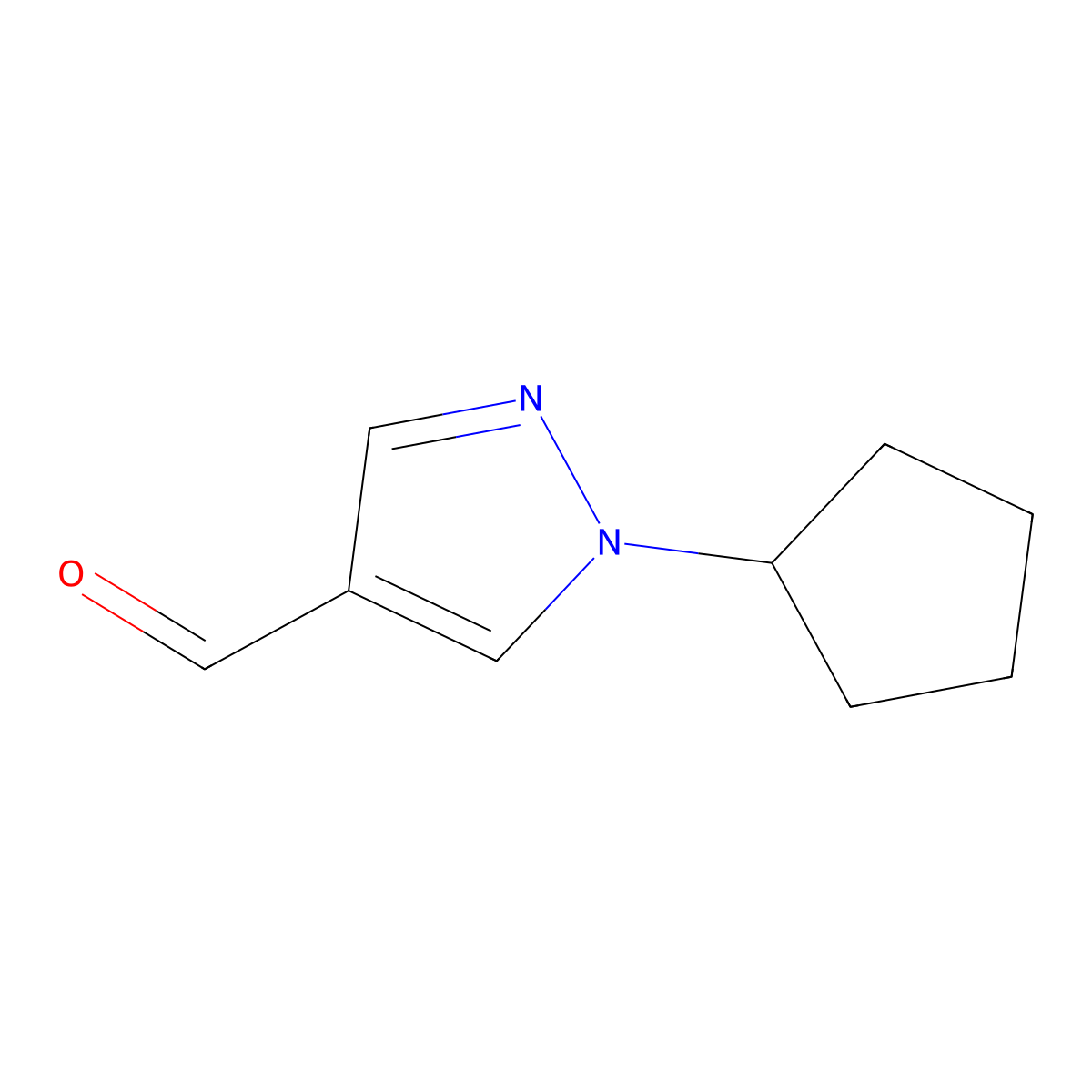 1-Cyclopentyl-1H-pyrazole-4-carbaldehyde molecular structure, CAS 1170364-22-3