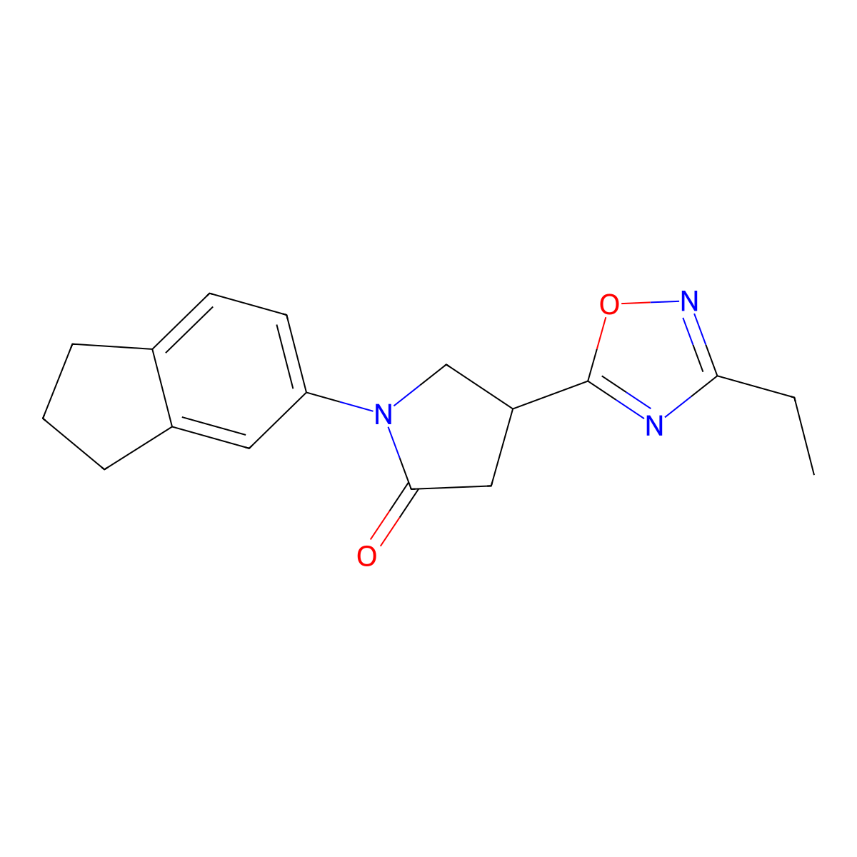 1-(2,3-dihydro-1H-inden-5-yl)-4-(3-ethyl-1,2,4-oxadiazol-5-yl)pyrrolidin-2-one molecular structure, CAS 1170366-10-5