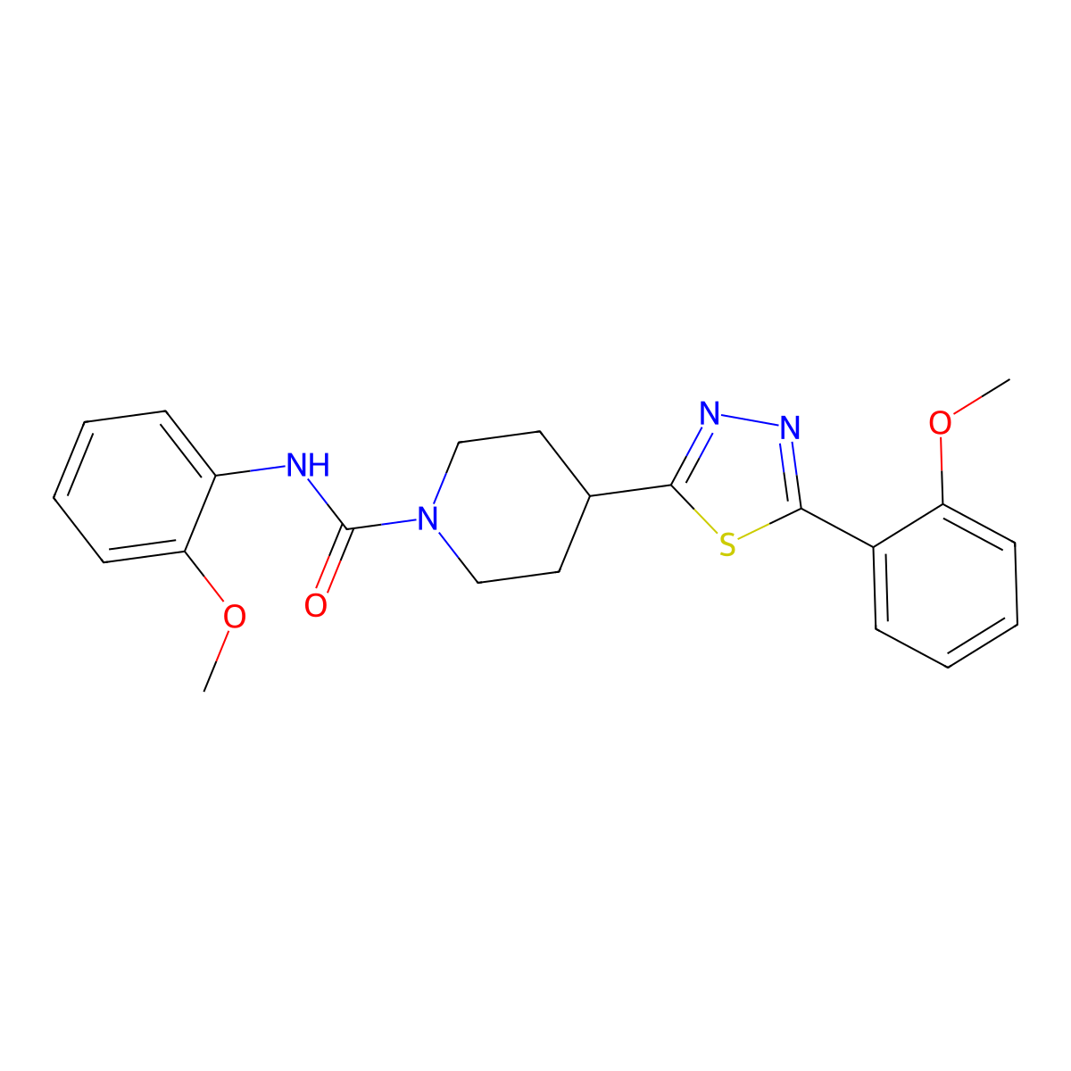 N-(2-methoxyphenyl)-4-[5-(2-methoxyphenyl)-1,3,4-thiadiazol-2-yl]piperidine-1-carboxamide molecular structure, CAS 1170367-05-1