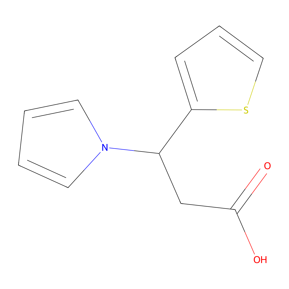 3-(1H-pyrrol-1-yl)-3-(thiophen-2-yl)propanoic acid molecular structure, CAS 1170367-33-5
