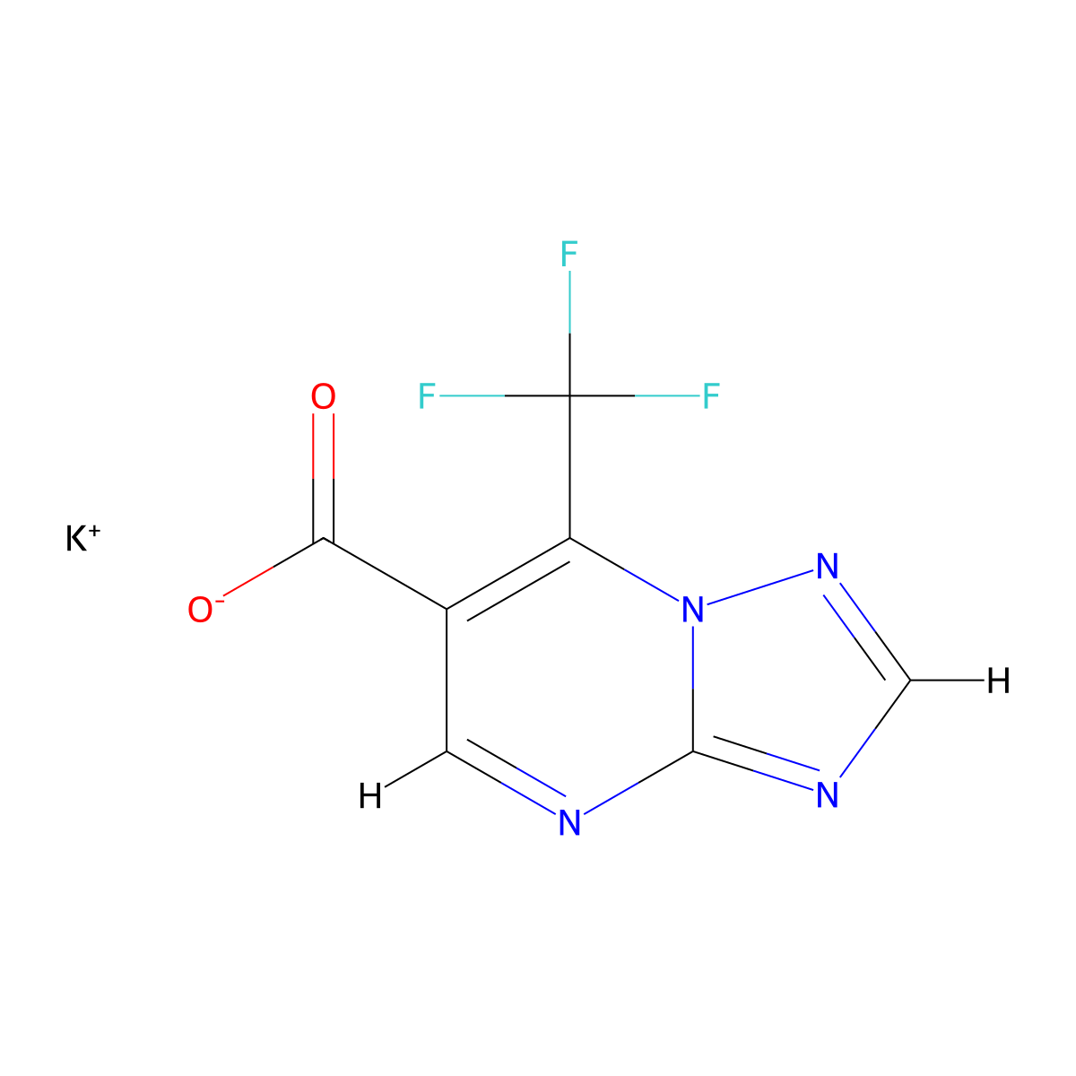 Potassium 7-(trifluoromethyl)-[1,2,4]triazolo[1,5-a]pyrimidine-6-carboxylate molecular structure, CAS 1170368-53-2