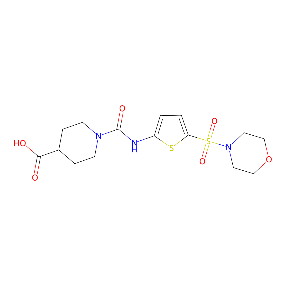 1-({[5-(Morpholin-4-ylsulfonyl)-2-thienyl]amino}carbonyl)piperidine-4-carboxylic acid molecular structure, CAS 1170368-79-2